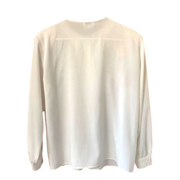 TESS Women’sLong Sleeve Embroidery design  Cream Color Dress Shirt Size 12Petite - Picture 8 of 9